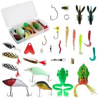 94Pcs Fishing Lures Kit Soft Plastic Fishing Baits Set with Soft Worms Frog Crankbaits Tackle Box for Freshwater and Saltwater to Bait Bass Trout Salm