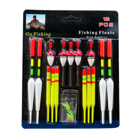 15pcs Fishing Lure Floats Set; Combination Fishing Accessories; Assorted Sizes - 15pcs/pack