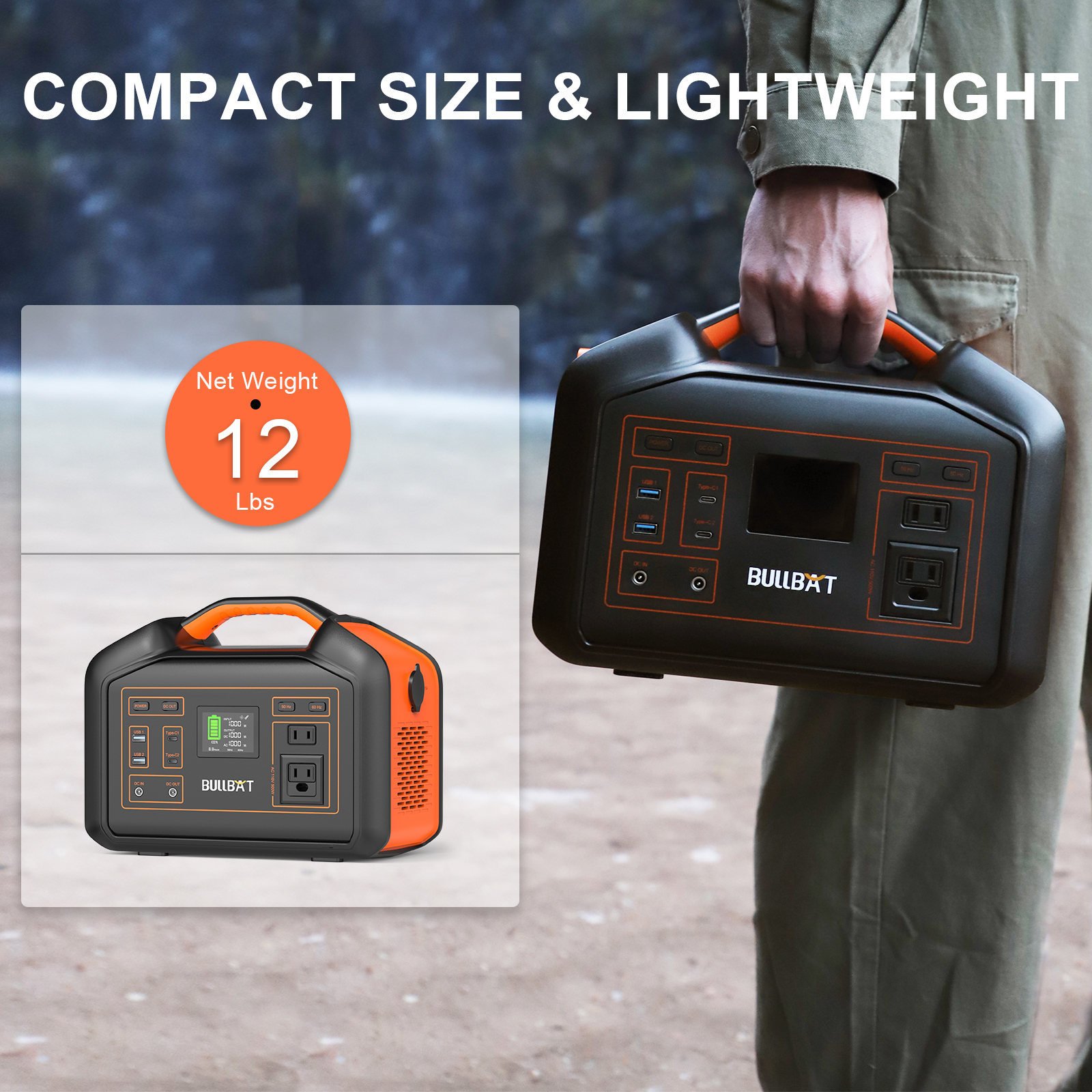 BULLBAT Portable Power Station Pioneer 500, 504Wh Lithium Battery Powered Outlet with 500W AC/60W PD/QC3.0 USB-A/12V DC, Solar Power Generators with M BULLBAT Portable Power Station Pioneer 500, 504Wh Lithium Battery Powered Outlet with 500W AC/60W PD/QC3.0 USB-A/12V DC, Solar Power Generators with M