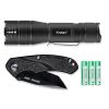 5.3oz Small & Extremely Zoomable LED Tactical Handheld Flashlight with Knife - New