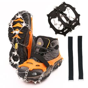 Factory supplied outdoor snow climbing tpe material 19 tooth stainless steel anti-skid shoe cover 19 tooth ice claw - 19 teeth L - black