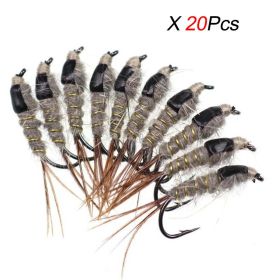 5-30Pcs Black Back Rabbit Ear Wire Nymph Flies Trout Fly Fishing Lures 10# For Freshwater Saltwater - Pack Of 20Pcs