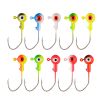 10pcs Round Painted Ball Head Jig Hooks Kit For Soft Baits; Fishing Lures; For Bass Trout Freshwater Saltwater - Color 5g - 10pcs