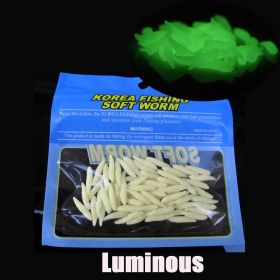 50pcs Maggot Fishing Lure; Luminous Worms Soft Baits 1.6cm/0.6inch - Luminous
