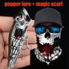 1pc Popper Lure Skull Fishing Lure Artificial Bait + 1pc Mask Magic Scarf Headband Balaclavas - (208-1+MS027)