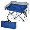 Folding Camping Chair with Bags and Padded Backrest - Blue