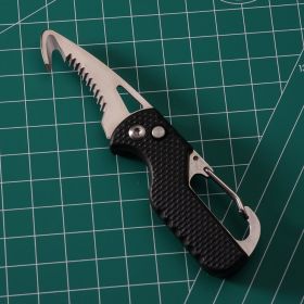 Multitool Keychain Knife; Small Pocket Box/Strap Cutter; Razor Sharp Serrated Blade And Paratrooper Hook; EDC Folding Knives - Black +white