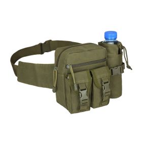 Tactical Waist Bag Denim Waistbag With Water Bottle Holder For Outdoor Traveling Camping Hunting Cycling - Army Green
