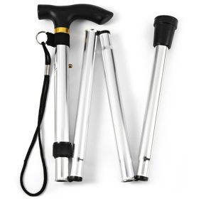 Foldable Lightweight Walking Stick; Trekking Pole With Rubber Tip; Adjustable Height - Silvery