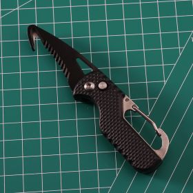 Multitool Keychain Knife; Small Pocket Box/Strap Cutter; Razor Sharp Serrated Blade And Paratrooper Hook; EDC Folding Knives - Black black