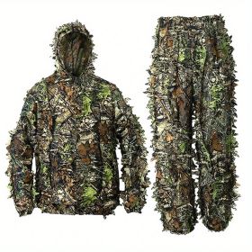 Breathable Camouflage Hunting Suit for Men - Lightweight and Hooded Wild Leafy Design - Adults