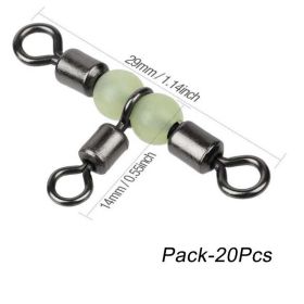 10/20/30/40pcs Cross Line Rolling Swivel With Pearl Luminous Beads; 3 Way Rigs Fishing Tackle Connector For Drifting Trolling - 20Pcs