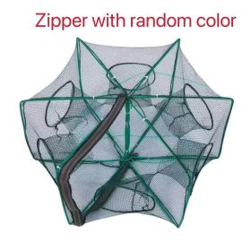 Foldable Fishing Net Trap For Fish Minnow Crab Crayfish Crawdad Shrimp; Dip Cage Collapsible Hexagon 6 Hole Fishing Accessories - Green