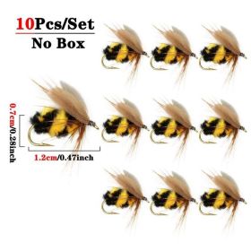 5/10/25pcs Artificial Bumblebee Fly Fishing Lures Baits Trout Bionic Flies For Trout Fishing - 10Pcs(No Box)