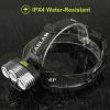 Rechargeable Headlamp 20000 Lumen LED Headlight 6 Modes Headlamp - Black