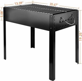 YSSOA 20'' Portable Foldable Outdoor Charcoal Barbecue Grill, Detachable Collapsible Tabletop BBQ Smoker Grill Tool for Cooking, Camping, Traveling, H