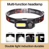 New Strong Changing Light Outdoor Head Lamp Cobled Multi-Function Headlight USB Charging - Black