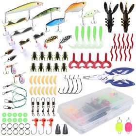 101Pcs Fishing Lures Kit Soft Plastic Fishing Baits Set Spoon Fishing Gear Tackle with Soft Worms Crankbaits Box  - Lure Kit