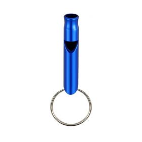 1pc Aluminum Whistle With Keychain; Sturdy Lightweight Whistle; For Signal Alarm; Outdoor Camping; Hiking Accessories - Blue