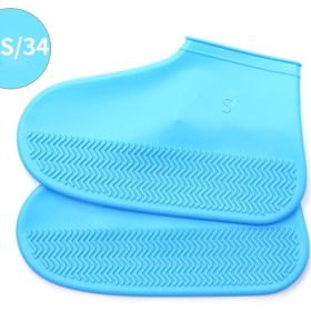 Waterproof Shoe Cover; Reusable Non-Slip Foldable Outdoor Overshoes For Rainy Days - Sky Blue - 4.0