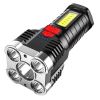 5 LED Flashlight; USB Rechargeable Strong Light With COB Side Searchlight For Outdoor Travel Emergency - Golden