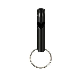 1pc Aluminum Whistle With Keychain; Sturdy Lightweight Whistle; For Signal Alarm; Outdoor Camping; Hiking Accessories - Black