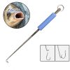 Fishing Blind Poking Fishhook Remover Deep Throat Stainless Steel Unhooking Remover Fish Extractor Deep Throat Stainless Steel U - 2 pack