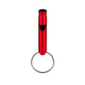 1pc Aluminum Whistle With Keychain; Sturdy Lightweight Whistle; For Signal Alarm; Outdoor Camping; Hiking Accessories - Red