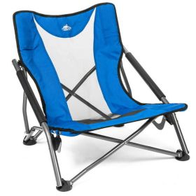 Compact Low Profile Outdoor Folding Camp Chair with Carry Case - Royal Blue - Royal Blue