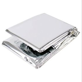 Windproof Emergency Thermal Blanket; Waterproof Survive First Aid Kit For Outdoor Camping Hiking; 130*210 - Silvery