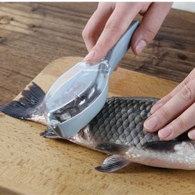 Scale Remover with Cap Fish Scales Remover Cleaner Skinner Fast Cleaning Fish Skin Remover Plastic Kitchen Fish Tools - blue