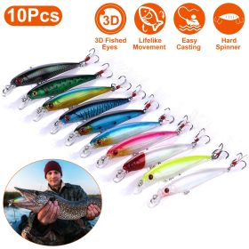 10Pcs Fishing Lures Kit Spoon Lures Hard Spinner Baits - Multi-color