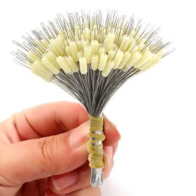 300Pcs/Lot Silicone Float Space Bean Stopper Fishing Bobber Stopper Float Anti-Strand Float Cylindrical Fish Line Accessories - Beige