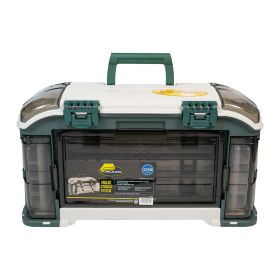 Outdoor Sports Angled Fishing Tackle Box Storage System, Green / Tan, 11.5oz - Green / Tan