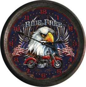 15"" Ride Free Rusted Clock - 017-1027