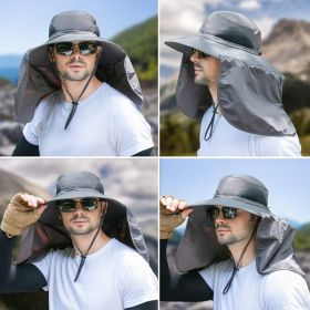 Wide Brim Sun Screen Fisherman's Hat With Neck Flap; Adjustable Waterproof Quick-drying Outdoor Hiking Fishing Cap For Men Women - Light Grey - 58-60c