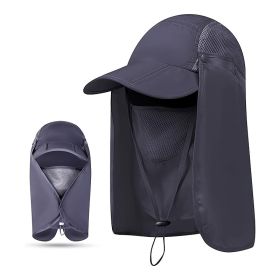 VisBeaut Sun Hat; Fishing Cap; Baseball Cap; Neck Cover With Face Mask For Outdoor Sports - Dark Gray
