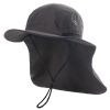 Wide Brim Sun Screen Hat With Neck Flap; Adjustable Waterproof Quick-drying Outdoor Hiking Fishing Cap For Men Women - Navy Blue - 58-60cm/22.83-23.62