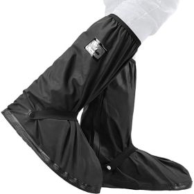 Black Waterproof Rain Boot; Shoe Cover With Reflector; High Top Clear Shoes Dust Covers For Motorcycle Bike - Black - XL