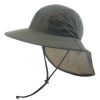 Wide Brim Sun Screen Hat With Neck Flap; Adjustable Waterproof Quick-drying Outdoor Hiking Fishing Cap For Men Women - Black