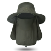 Fishing Hat/Boonie Hat; Sun hat Detachable UV Sun Screen Wide Brim Hat With Face Cover & Neck Flap; hiking hat - Army Green