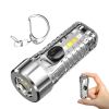1pc Mini Portable LED Flashlight With Keychain; USB Charging Warning Light For Outdoor Camping Emergency - Pink