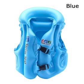 1pc Inflatable Floating Life Vest; Life Jacket For Swimming Pool Beach Kids Children - Blue
