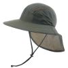 Wide Brim Sun Screen Hat With Neck Flap; Adjustable Waterproof Quick-drying Outdoor Hiking Fishing Cap For Men Women - Army Green