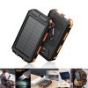 10000mAh Portable Fast Charging Power Bank 2USB Solar Charging with Flashlight For iPhone Xiaomi Android - Black