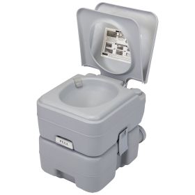 Portable Push-rod Toilet, 20L/5.3 Gallons Detachable Tank for Camping, Boating, Hiking and Traveling, Cold Gray - cold gray