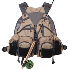 Fly Fishing Vest Pack Adjustable for Men and Women - Khaki