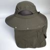 Wide Brim Sun Screen Fisherman's Hat With Neck Flap; Adjustable Waterproof Quick-drying Outdoor Hiking Fishing Cap For Men Women - Army Green - 58-60c