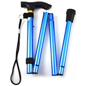 Foldable Lightweight Walking Stick; Trekking Pole With Rubber Tip; Adjustable Height - Blue