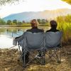 Folding Camping Chair with Bags and Padded Backrest - Gray